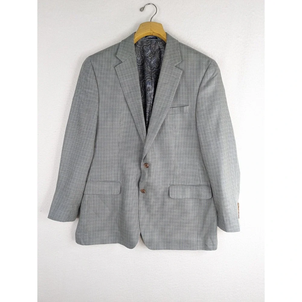 LAUREN Ralph Lauren Men's Houndstooth Sport Coat Silk Wool Jacket Sz 42L Paisley